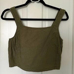Lou & Grey 100% Linen Crop Tank Top, size s